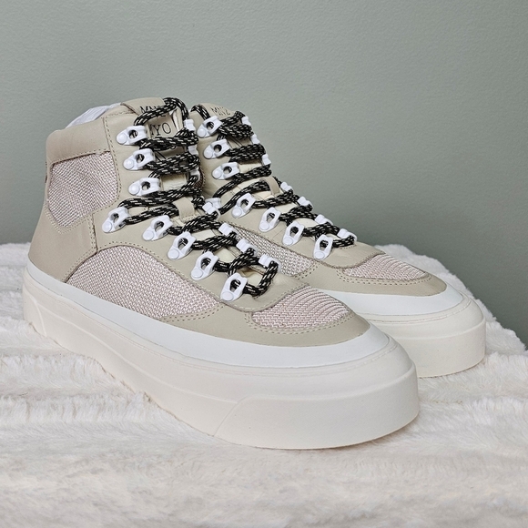 Womens Miz Mooz Alpyne High Top Leather Platform Sneaker - Cream 8 - Picture 2 of 13